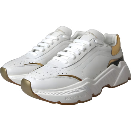 Dolce & Gabbana White Gold DAYMASTER Leather Sneakers