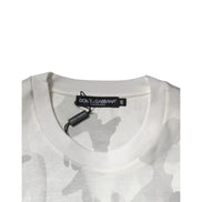 Dolce & Gabbana White Grey Camouflage Cotton Crew Neck T-Shirt