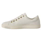 Dolce & Gabbana White Leather Gold Red Heart Sneakers