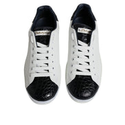 Dolce & Gabbana White Leather Logo Portofino Sneakers