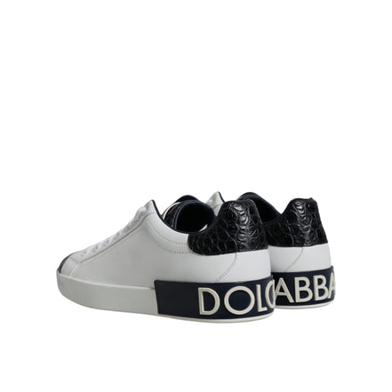 Dolce & Gabbana White Leather Logo Portofino Sneakers