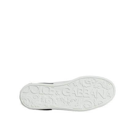 Dolce & Gabbana White Leather Logo Portofino Sneakers