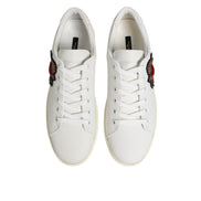 Dolce & Gabbana White Leather Sacred Heart Patch Sneakers
