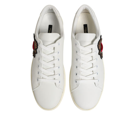 Dolce & Gabbana White Leather Sacred Heart Patch Sneakers