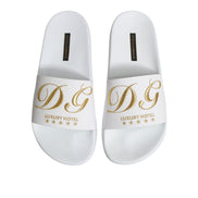 Dolce & Gabbana White Leather Beachwear Slide Sandals