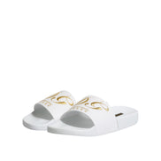 Dolce & Gabbana White Leather Beachwear Slide Sandals