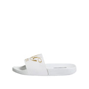 Dolce & Gabbana White Leather Beachwear Slide Sandals