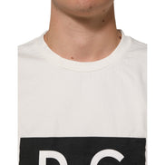 Dolce & Gabbana White Logo Print Cotton Crew Neck T-Shirt