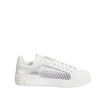 Dolce & Gabbana White Mesh Inserts Low Top Sneakers
