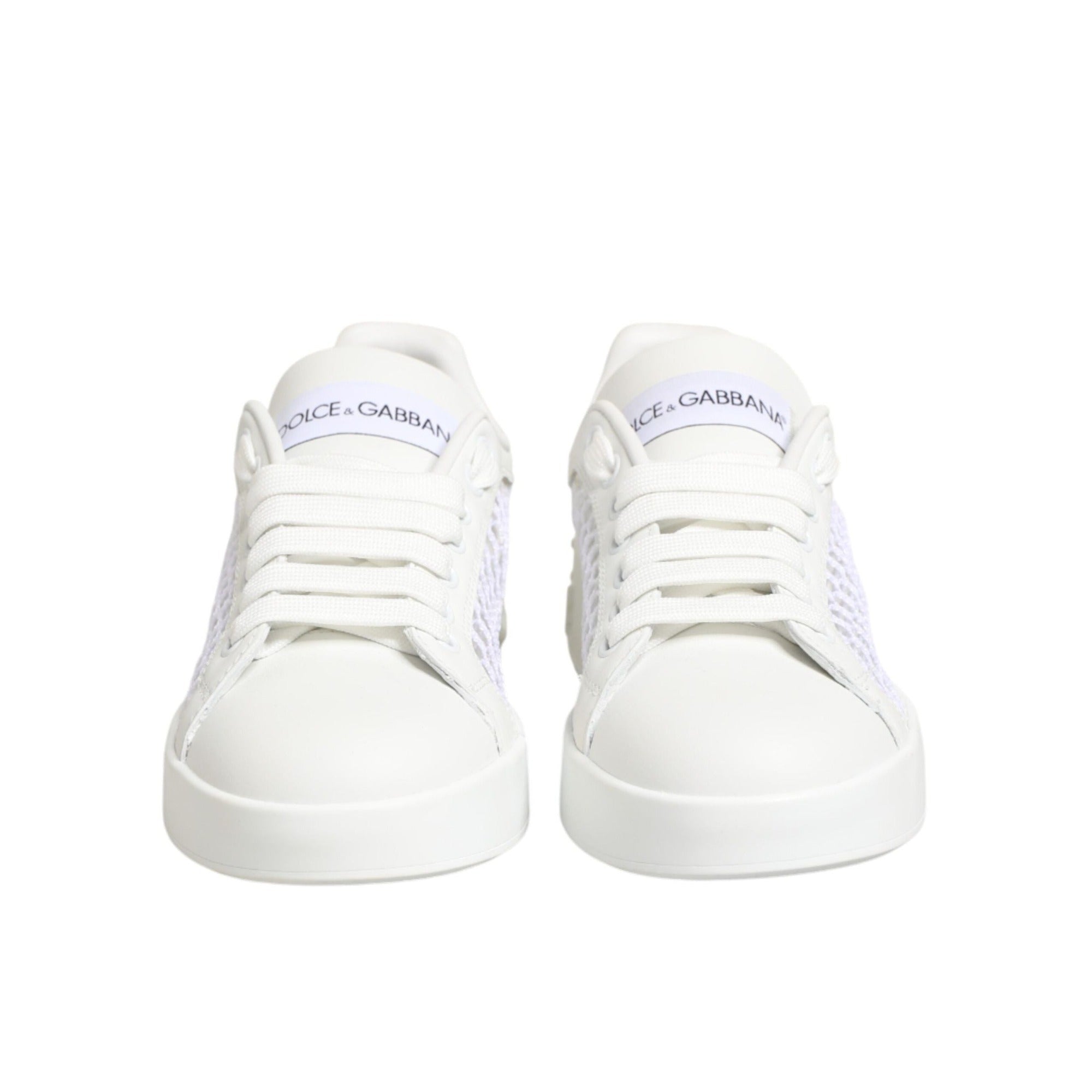 Chaussures Baskets Basses Dolce & Gabbana avec Empiècements en Maille Blanche