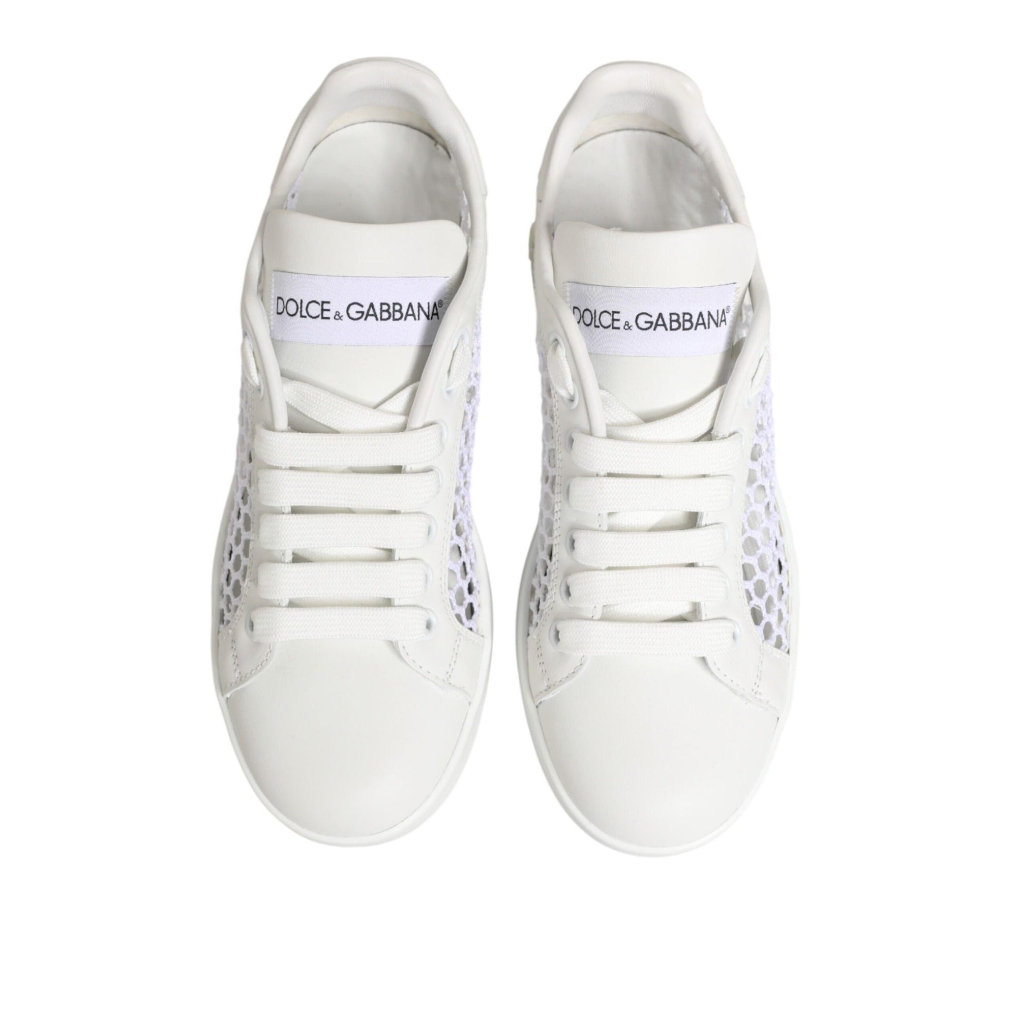 Chaussures Baskets Basses Dolce & Gabbana avec Empiècements en Maille Blanche