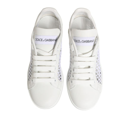 Chaussures Baskets Basses Dolce & Gabbana avec Empiècements en Maille Blanche