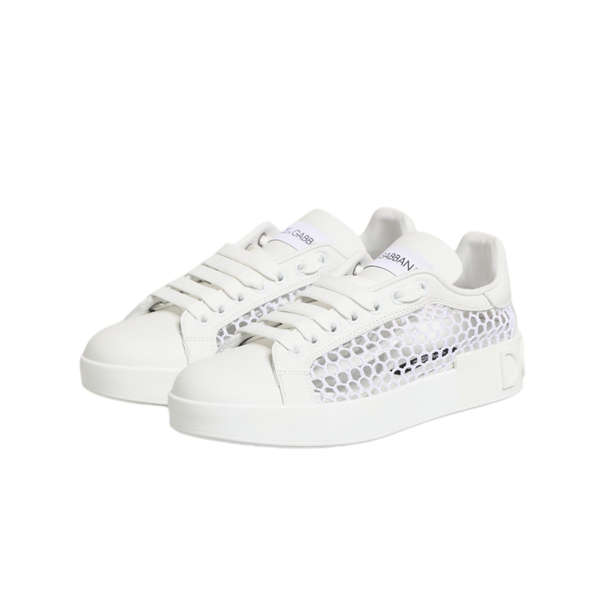 Chaussures Baskets Basses Dolce & Gabbana avec Empiècements en Maille Blanche