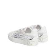 Chaussures Baskets Basses Dolce & Gabbana avec Empiècements en Maille Blanche