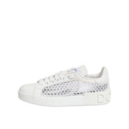 Chaussures Baskets Basses Dolce & Gabbana avec Empiècements en Maille Blanche