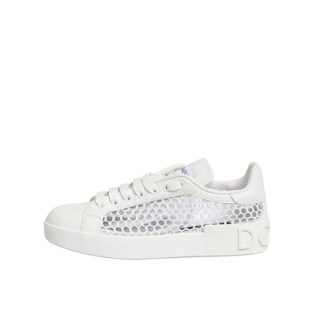 Chaussures Baskets Basses Dolce & Gabbana avec Empiècements en Maille Blanche