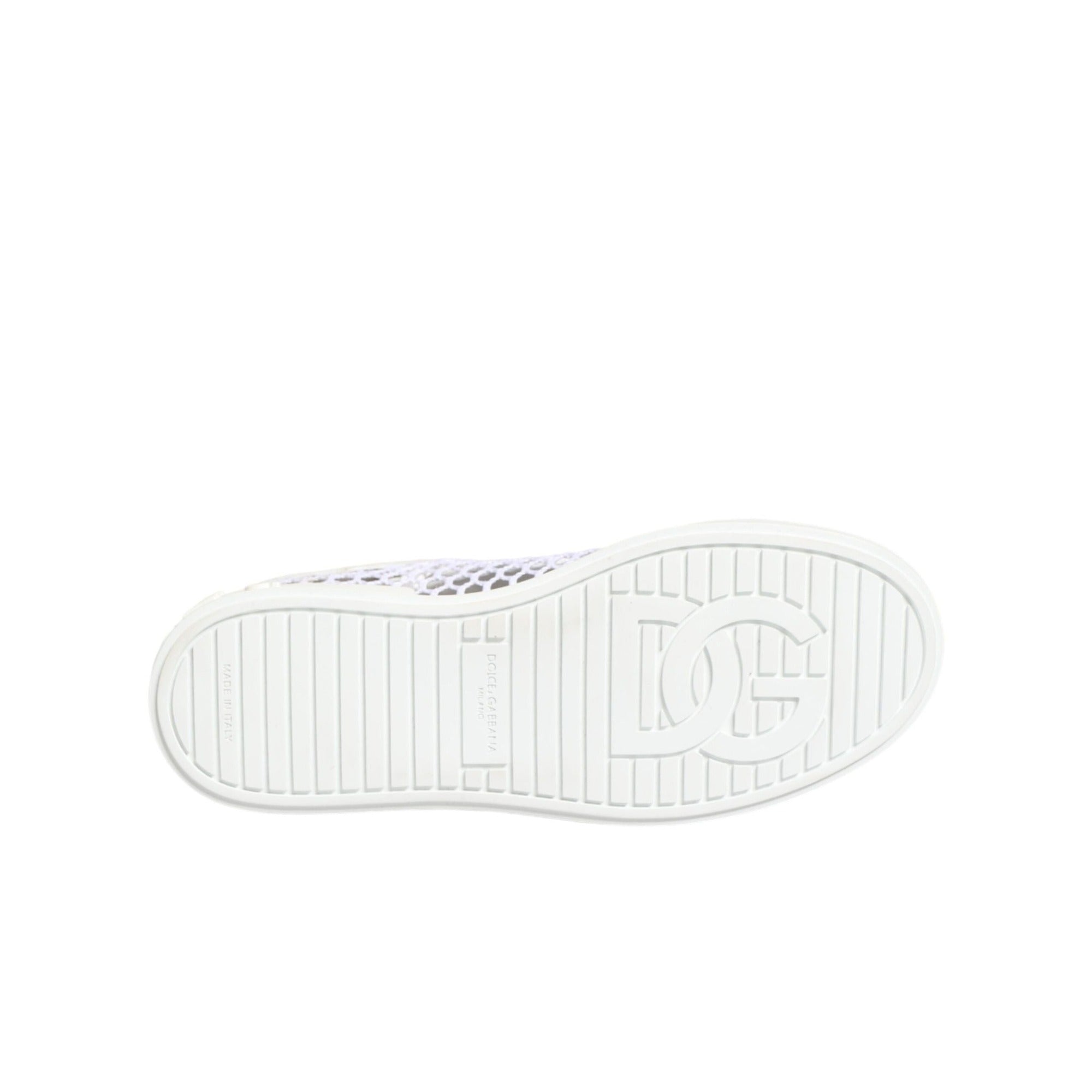 Chaussures Baskets Basses Dolce & Gabbana avec Empiècements en Maille Blanche