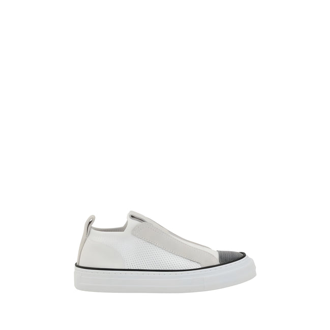 Baskets basses en nylon blanc Brunello Cucinelli