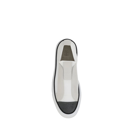 Baskets basses en nylon blanc Brunello Cucinelli