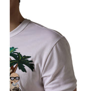 Dolce & Gabbana White Palm Embroidered Crew Neck T-shirt