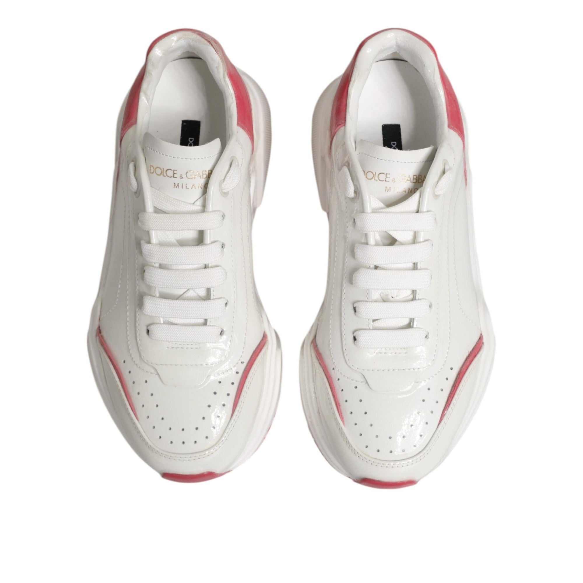 Dolce & Gabbana White Pink Daymaster Low Top Sneakers