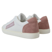 Dolce & Gabbana White Pink Leather Low Top Sneakers