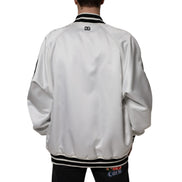 Veste bomber Dolce & Gabbana en polyester blanc avec logo et fermeture éclair intégrale