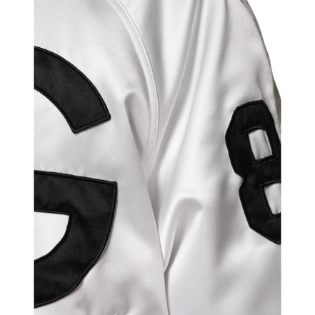 Veste bomber Dolce & Gabbana en polyester blanc avec logo et fermeture éclair intégrale