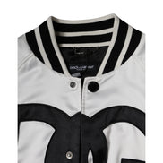 Veste bomber Dolce & Gabbana en polyester blanc avec logo et fermeture éclair intégrale
