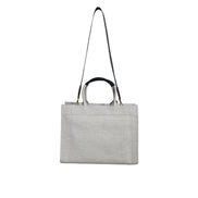 Versace White Top Handle Canvas Leather Logo Crossbody Tote Bag