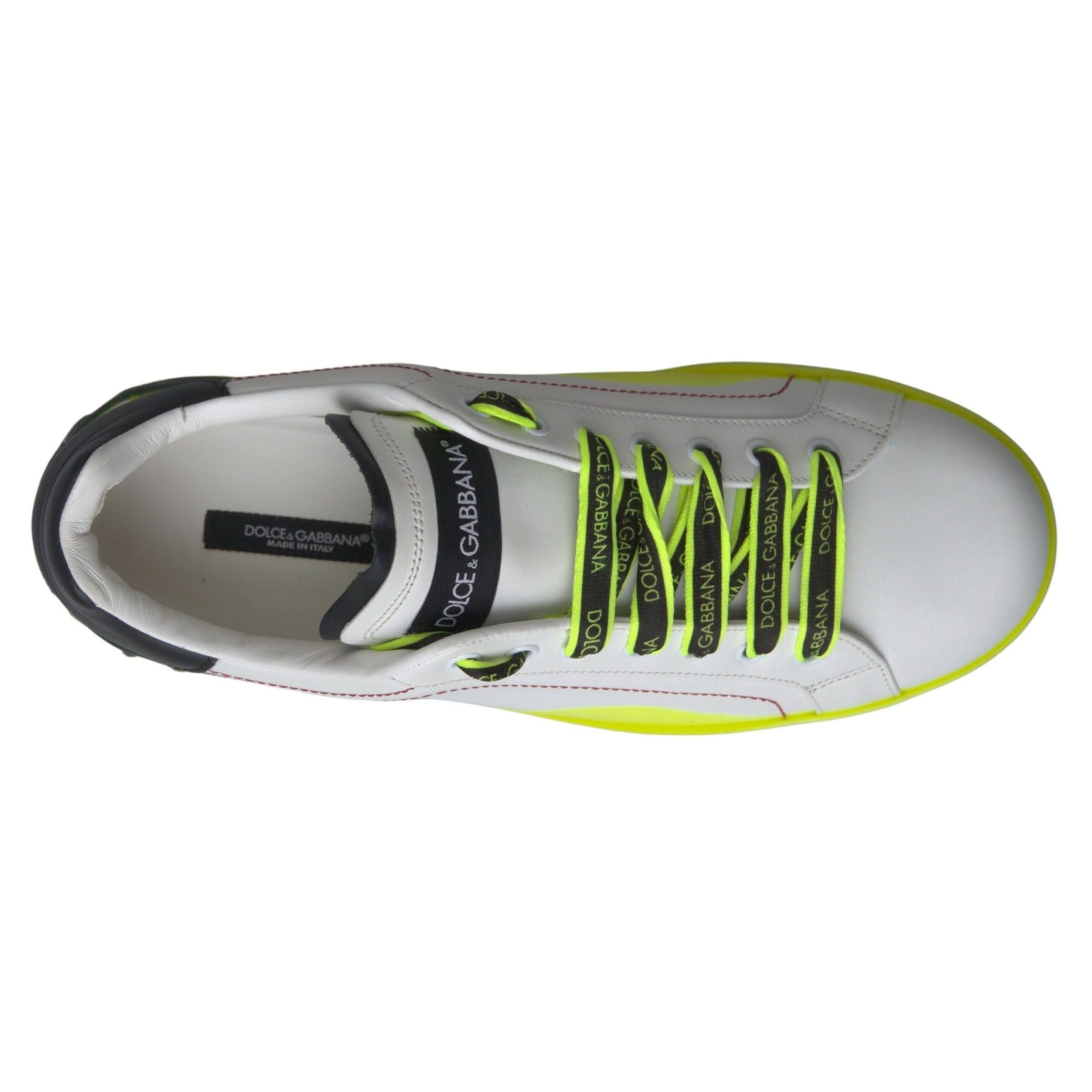 Chaussures Baskets en cuir Portofino blanches et jaunes Dolce & Gabbana