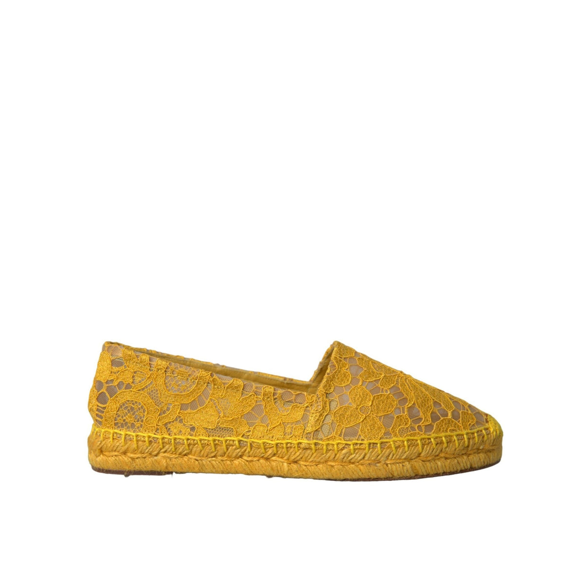 Dolce & Gabbana Yellow Taormina Lace Espadrille Flats