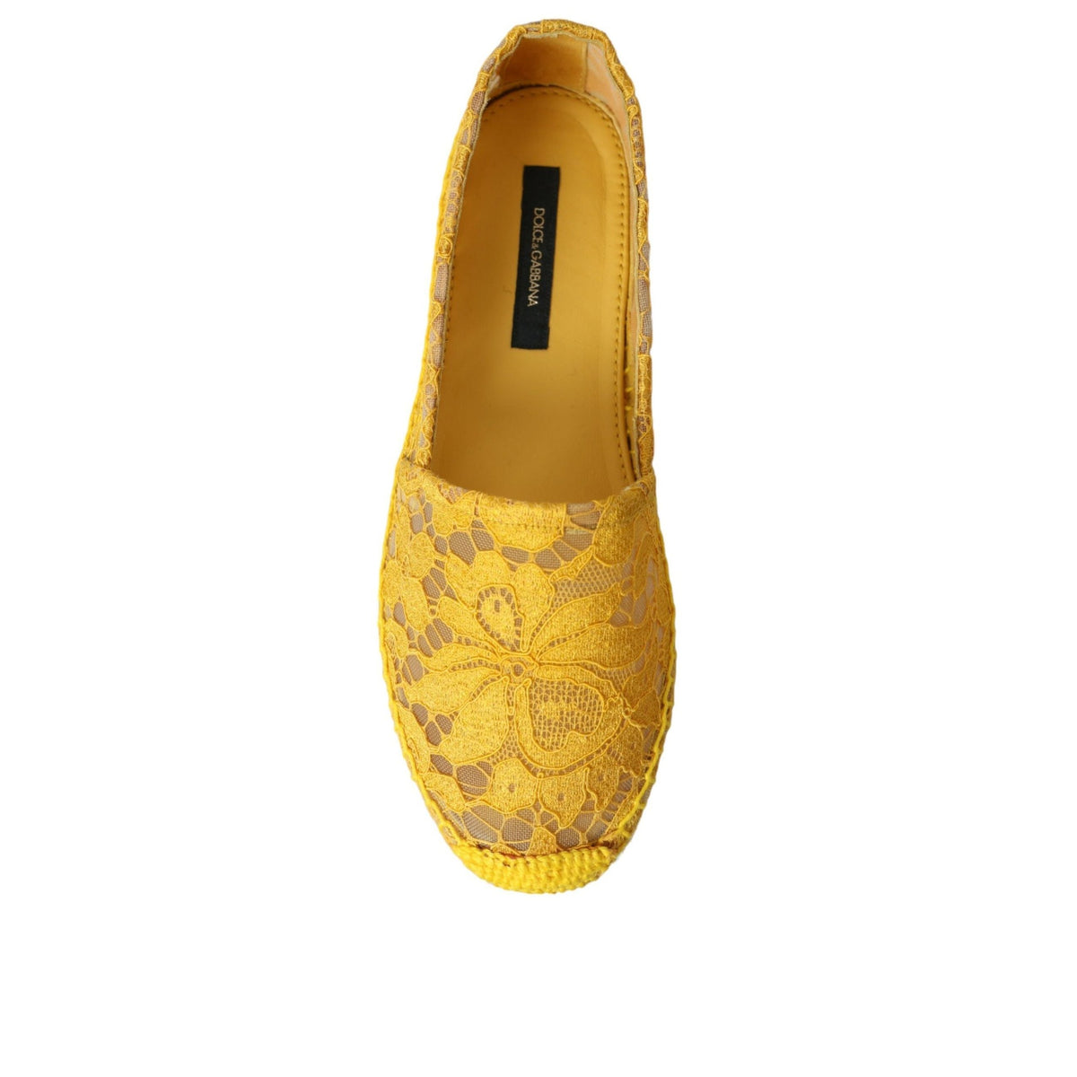 Dolce & Gabbana Yellow Taormina Lace Espadrille Flats